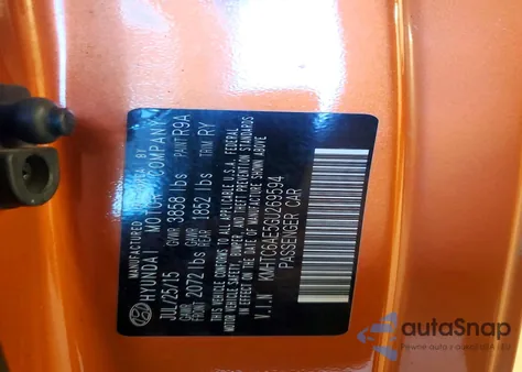 2016 Hyundai Veloster Turbo из США, поврежденный, VIN KMHTC6AE5GU269594